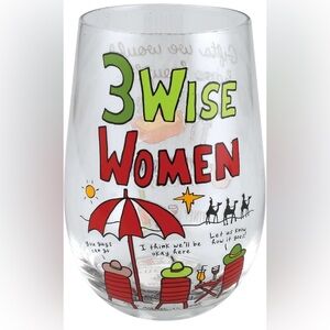Enesco Our Name is Mud 3 Wise Women Comic Stemless Wine Glass